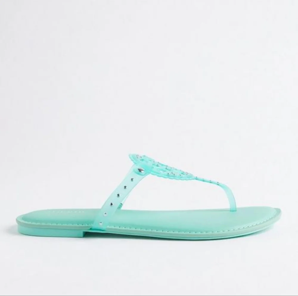 Torrid extra width t-strap jelly sandal, 9ww, mint blue